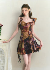 Butterfly Sleeve Tie-Dye Irregular Dress